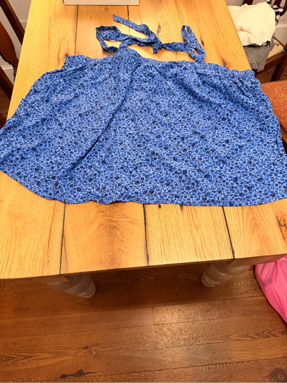 Old Navy Blue Floral Tie-Strap Tank Top